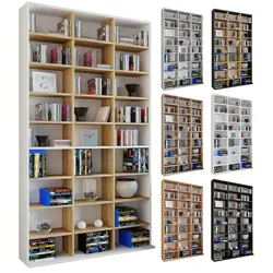 VCM Holzregal stehend   platzsparender CD-Schrank für 1080 CDs oder 504 DVDs   Maße:  H. 181 x B. 102 x T. 23 cm   Elegantes DVD Regal stehend   Blu-Ray Regal   CD Regal  Megosa XL