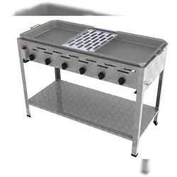 ChattenGlut Professional Gastrobräter 6-flammig Standgerät 27,0kW und Reibekuchen Auflage