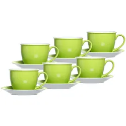 Ritzenhoff & Breker, Tasse, Milchkaffee Tassen mit Untertassen Doppio (350 ml, 6x)