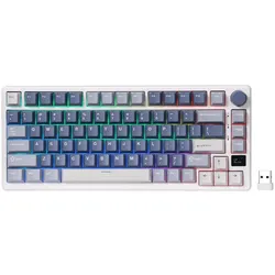 Royal Kludge M75 (US, Kabelgebunden, Kabellos), Tastatur, Blau, Weiss