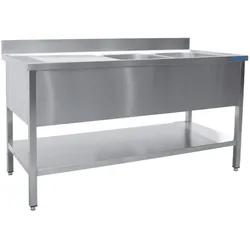 Saro Spültisch Mit 2 Becken, Rechts - 700 Mm Tiefe, 1800Mm
