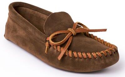 Minnetonka Leather Laced Softsole - Mens 8 Brown Slipper Medium