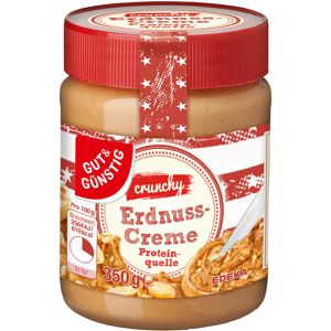 Gut&Günstig Erdnussbutter Erdnusscreme, crunchy, 91% Erdnussgehalt, vegan, 350 g