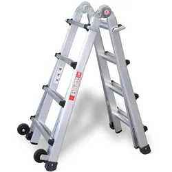 Euroline Premium 31621 Vario-Klappleiter mit Rollen 4x4 Sprossen