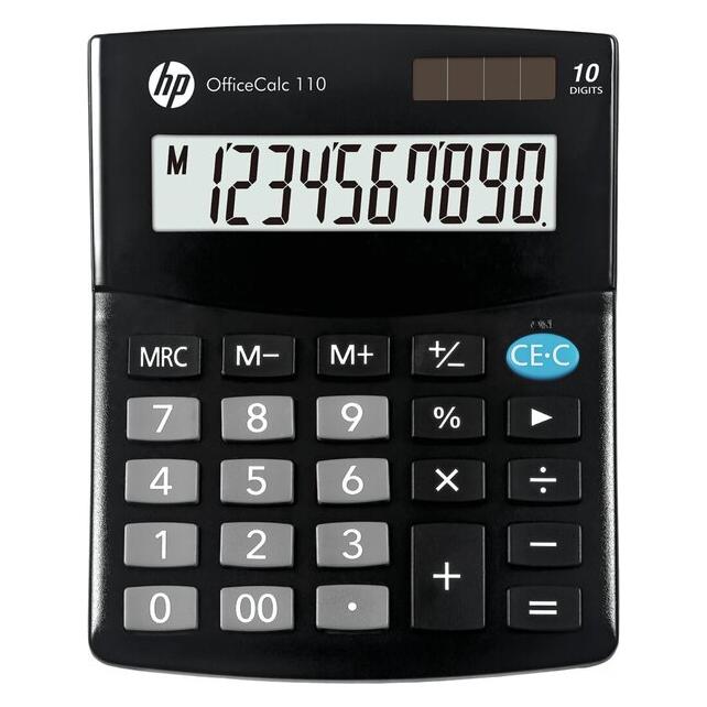 HP OfficeCalc 110 Tischrechner schwarz (Batteriebetrieb, Solarenergie) (HP-OC110/INT BX)