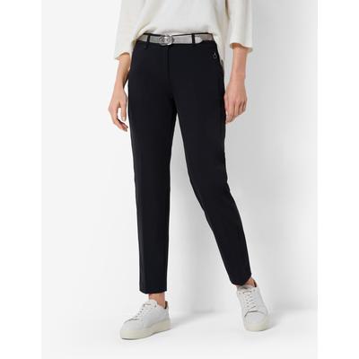 Caprihose BRAX "Style MARON S", Damen, Gr. 44K (22), Kurzgrößen, schwarz, Web, 88% Polyamid, 12% Elasthan, regular fit, Hosen Caprihose, Clean Techno: Chino im Regular Fit