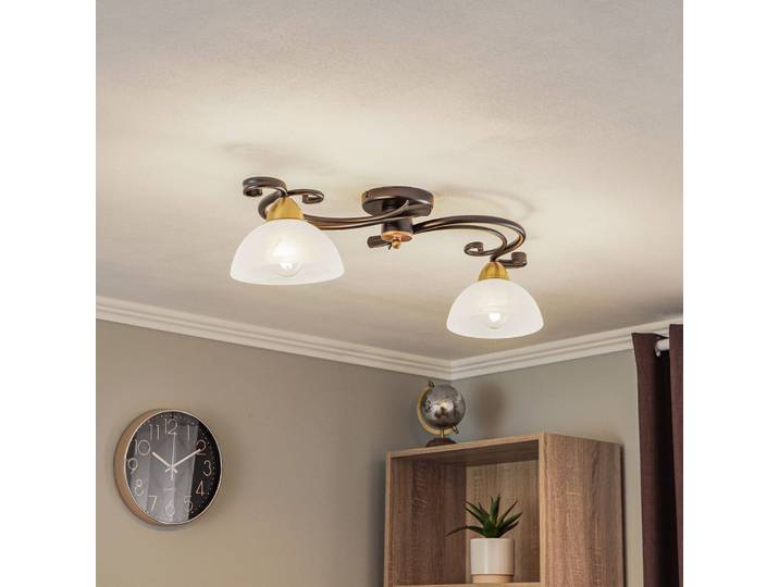 Deckenlampe Flora Luminex, dimmbar, schwarz, für Wohn- / Esszimmer, Glas, Landhaus / Rustikal, Deckenlampe