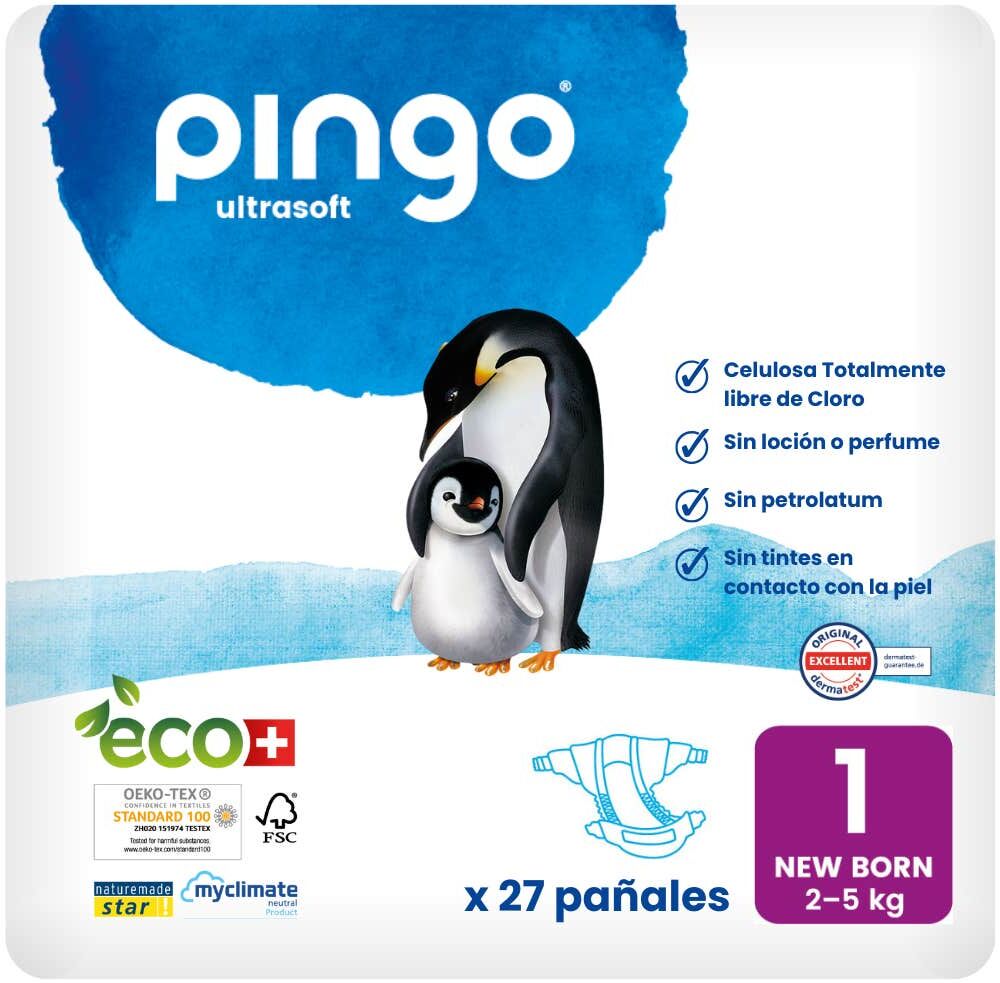 Pingo Pañales Ecológicos T1 Recién Nacido 27uds