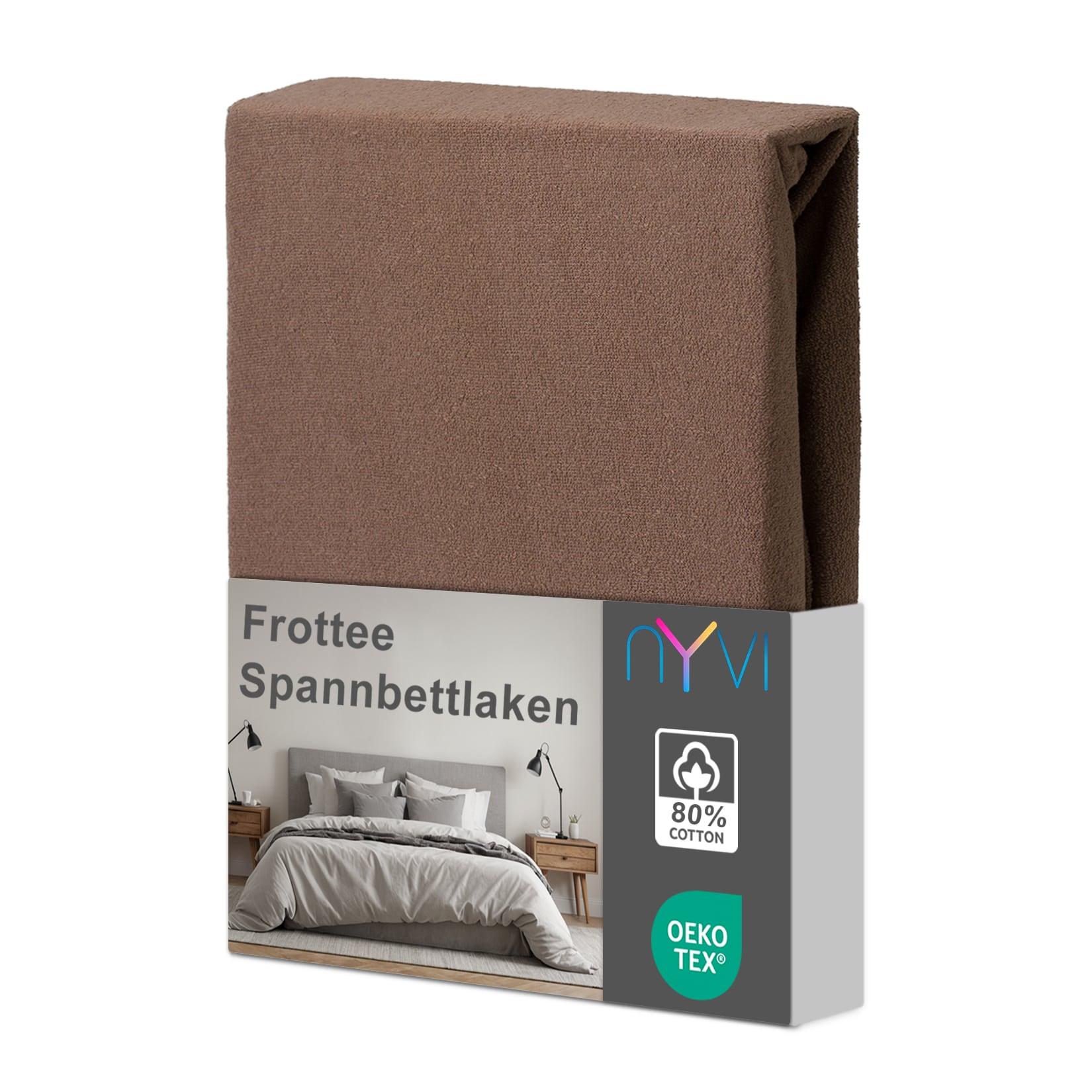 NYVI Spannbettlaken DreamScience Frottee - Warm und Kuschelig, hohe Feuchtigkeitsaufnahme, schnell trocknend - Frottier Spannbetttuch Bettlaken Farbe:nougat;Größe:140x200 - 160x200 cm