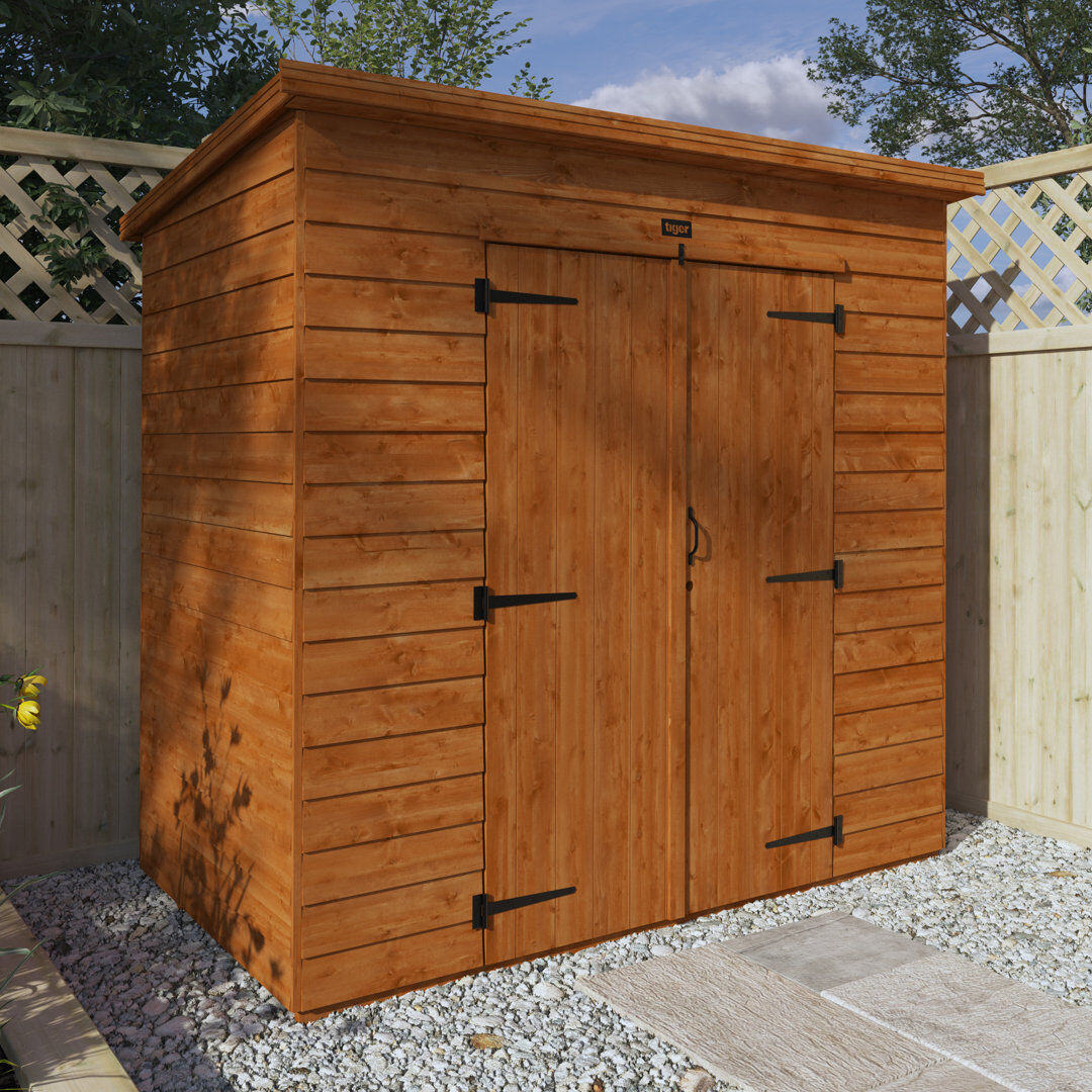 Tiger Sheds Tiger Overlap Pent Wooden Tool Shed Orange 4ft. W x 7ft. D