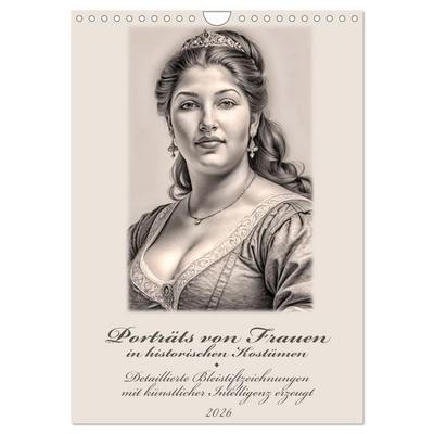 Porträts von Frauen in historischen Kostümen (Wandkalender 2026 DIN A4 hoch), CALVENDO Monatskalender