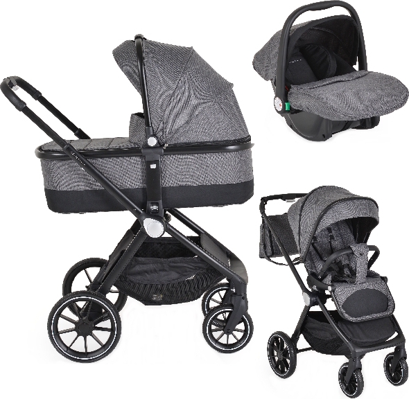 Cangaroo Christiano Dunkelgrau 3-in-1 Kinderwagen inkl. i-Size Autositz 110921