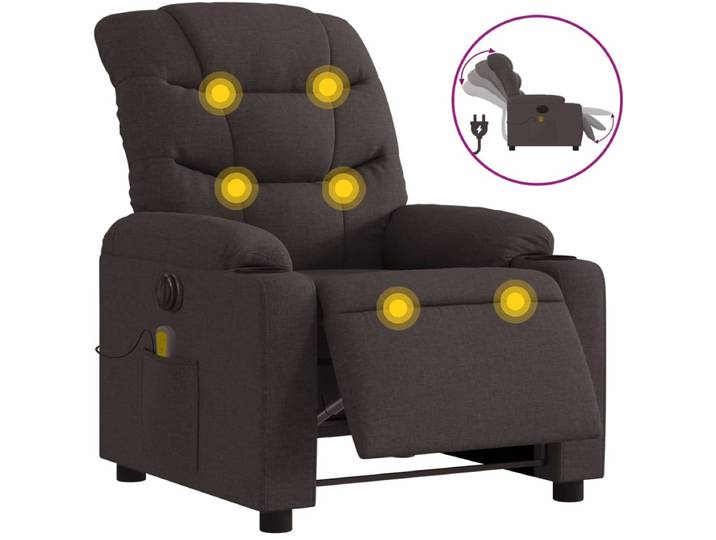 vidaXL - Massagestoel - elektrisch - verstelbaar - stof - donkerbruin