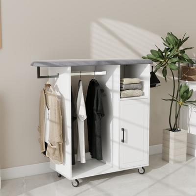 Kodotan sofa Ironing Cart with Rolling Ironing Board, Multipurpose Ironing Cabinet with Wheels, Compact Ironing Solution