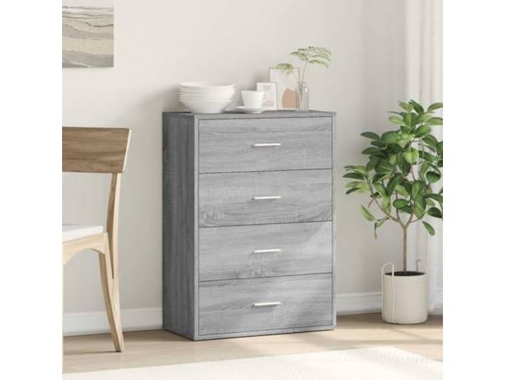 KTHLBRH Sideboard Grau Sonoma 60 x 31 x 84 cm aus mehrschichtigem Holz Kapazität 50 kg, Montage erforderlich, Regale für Zeitschriften und Bücher, Möbel