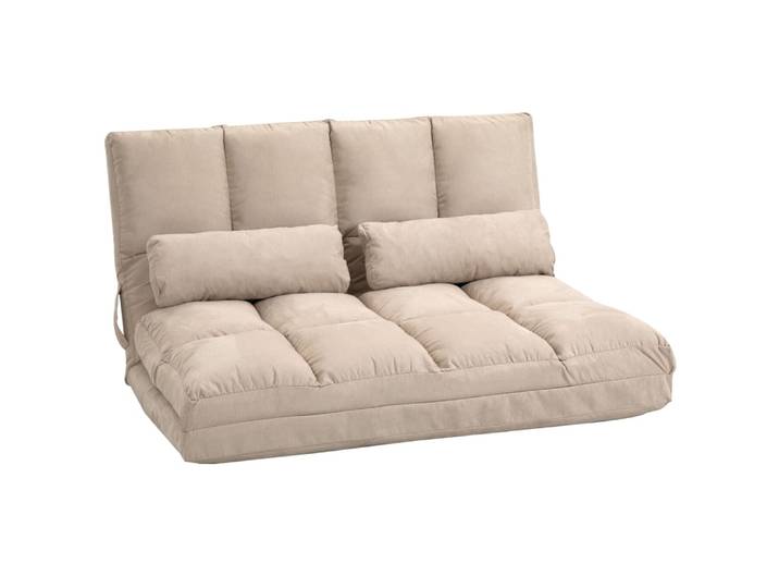 Chauffeuse fauteuil convertible polyester aspect suédé beige