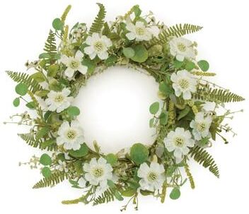 Mixed Pincushion Floral Wreath 22IND by Melrose in White Green (Size ONE SIZE)