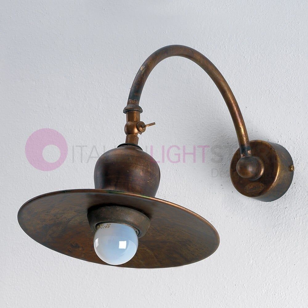 Todi Lampada Da Parete Applique Rustico Ottone Anticato