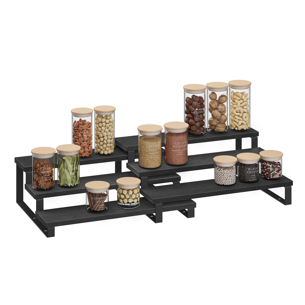 SONGMICS Küchen-Organizer 2er Set je 3 Ablagen ebenholzschwarz-tintenschwarz KCS116B01