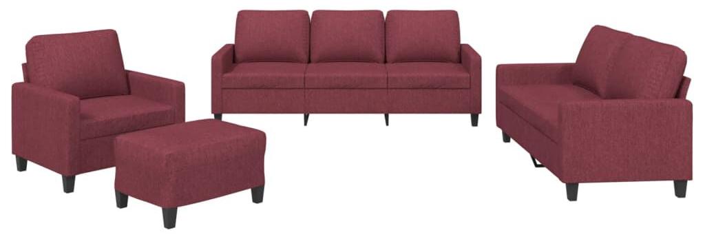 Loungetischgruppe, 4-teilig - Weinrot - 4 Sitzplätze - Polyester - Für das Wohnzimmer