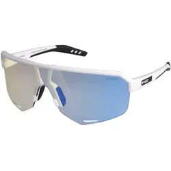 R2 Fluke Sonnenbrille glänzend weiß/fotochromatisch grau/blauer Chrom
