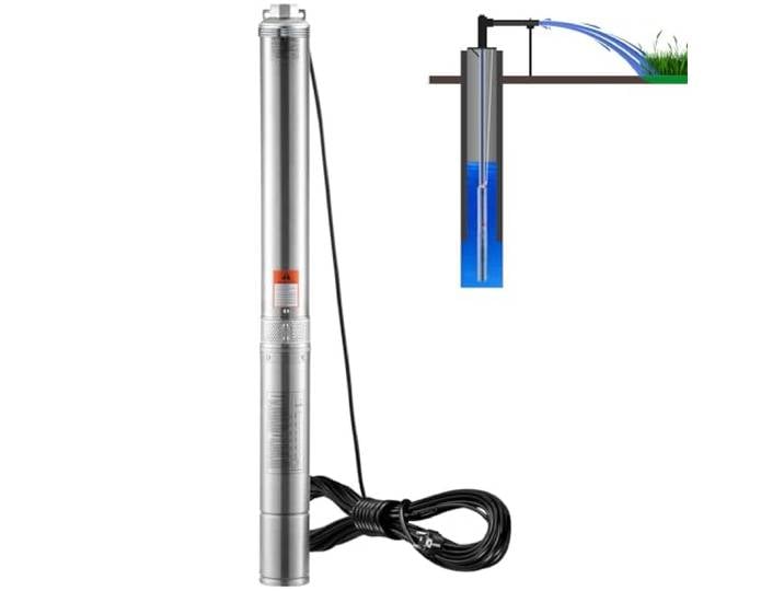 VEVOR Pompe Immergée pour Puits Profond\, 2200 W\, Pompe à Eau en Acier Inoxydable\, Débit 9\,8 m³/h\, 144 m\, avec Cordon Électrique 9\,1 m\, Pompe Étanche IP68 pour Usage Domestique\, Irrigation Industrielle