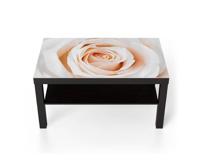 DEQORI Glastisch schwarz groß 90x50 cm Motiv Sanfte Rosenpracht ausgefallener Beistelltisch aus Glas Hochglanz Couchtisch fürs Wohnzimmer moderner Couch Tisch mit Design