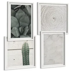 BILDER SET 4er Set - 50x50 cm & 40x60 cm Weißer Rahmen - Sommerliche Texturen aus den Tropen