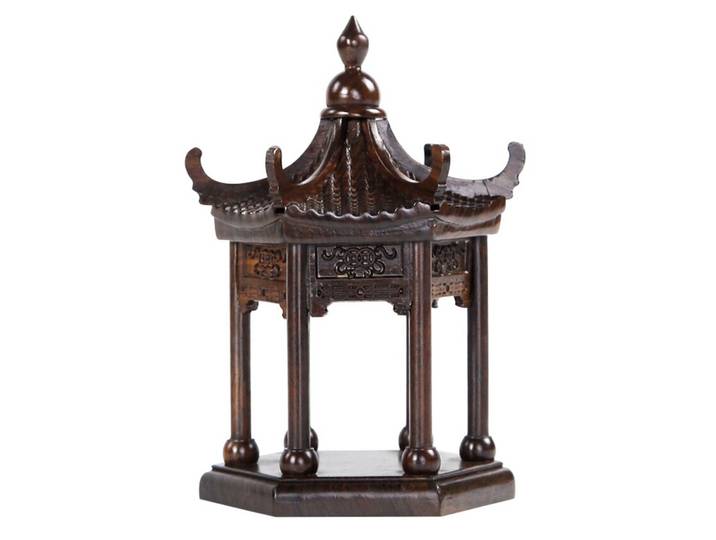 Pavillon en bois sculpté de style chinois, bâtiments paysagers en bois, décoration zen