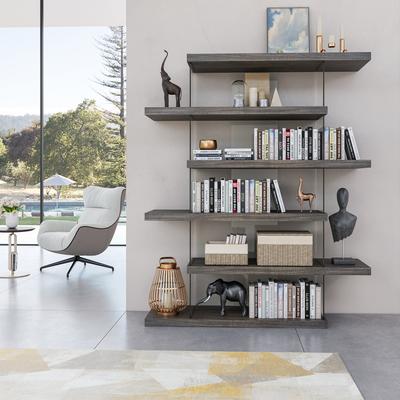 Davee 6 Tires Geometric Glass Bookcase - 47'' x 16'' x 71''