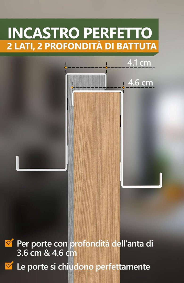 4smile Deurkapstok set van 10 - Witte ophanghaken met 3,6 cm en 4,6 cm dikte