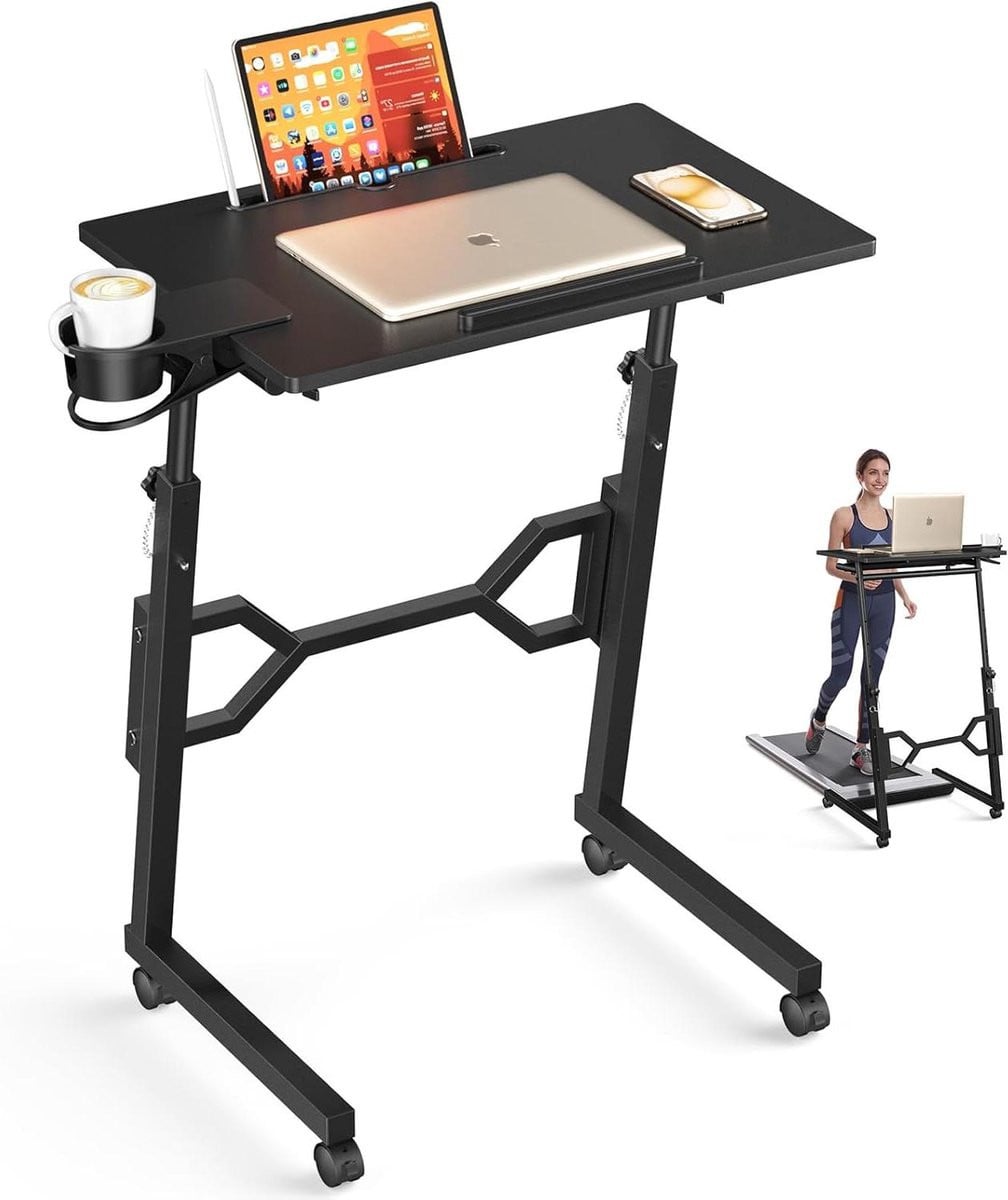 Verrijdbaar Bureau Zwart - In hoogte verstelbare laptoptafel en werktafel
