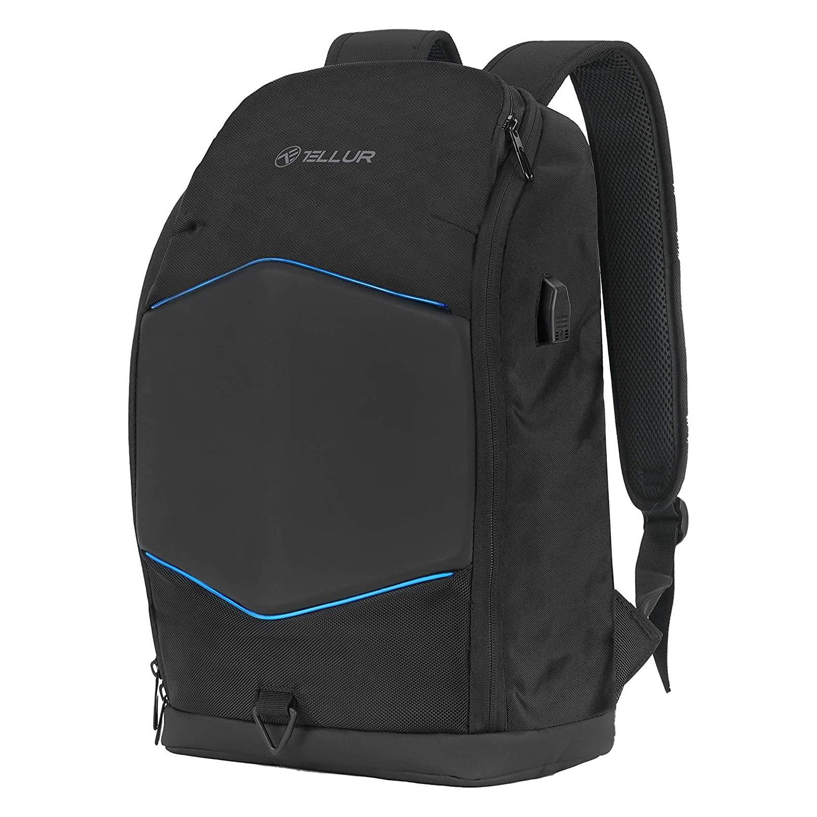 Tellur 15.6 Notebook Backpack Illuminated Strip, USB port, juodas (TLL611282)