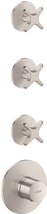 Hansgrohe AXOR One Thermostatmodul 48713800 Unterputz, 3 Verbraucher, mit Kreuzgriff, Edelstahl Finish