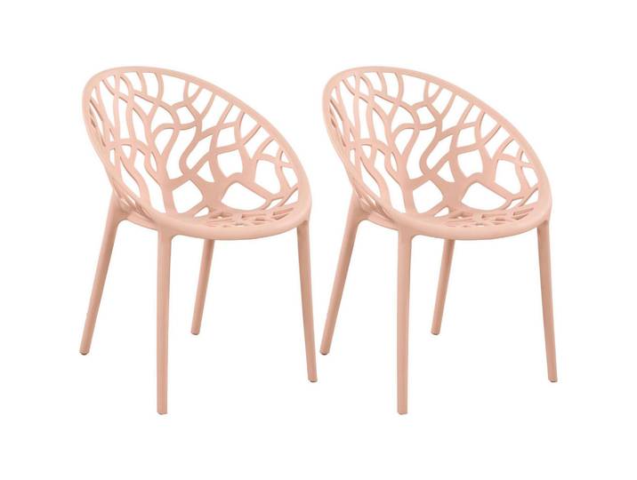 CLP Gartenstuhl 2er Set Kunststoff rosa, Rosa, 59x80x60 cm, Gartenmöbel, Gartensessel, Gartenstühle