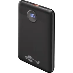 Goobay Powerbank, USB-C, USB-A, Power Delivery, Quick Charge, LED-Anzeige, schwarz, 22,5W, 3A, 5V - Kapazität: 10000 mAh