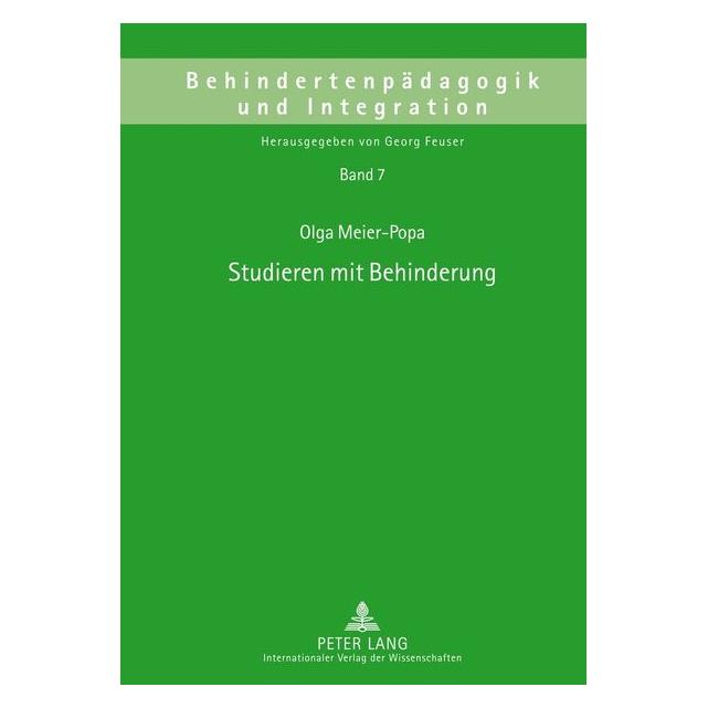 Peter Lang Studieren mit Behinderung (Deutsch, Hardcover, Olga Meier-Popa) (7131967)