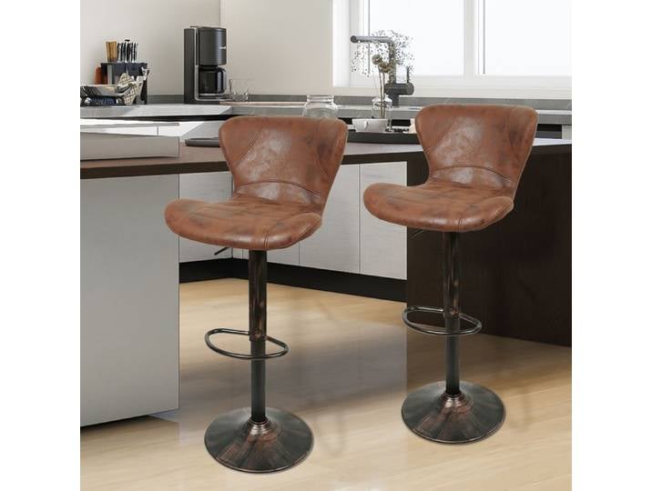 MIPAN.2PCS Chaises De Bar De Style Industriel Rétro-Marron-Hauteur Réglable De 54 À 76 CM - Style Rétro Tendance Et Polyvalent