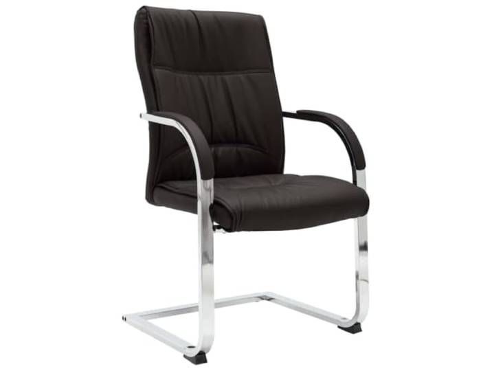 HKTMGDNG Freischwinger Bürostuhl Schwarz Kunstleder Konferenzstuhl Ergonomischer Schwingstuhl mit verchromtem Eisengestell und Polsterung für bequemes Sitzen im Arbeitszimmer.