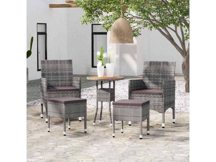 Gris Meuble de jardin - VIDAXL - Salon de jardin - (5 pcs) - Résine tressée Gris m144