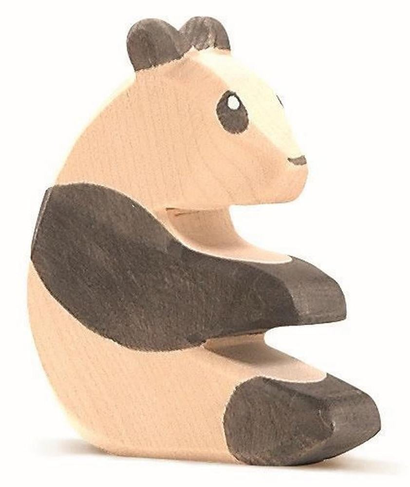 Houten panda-speelfiguur, zittend