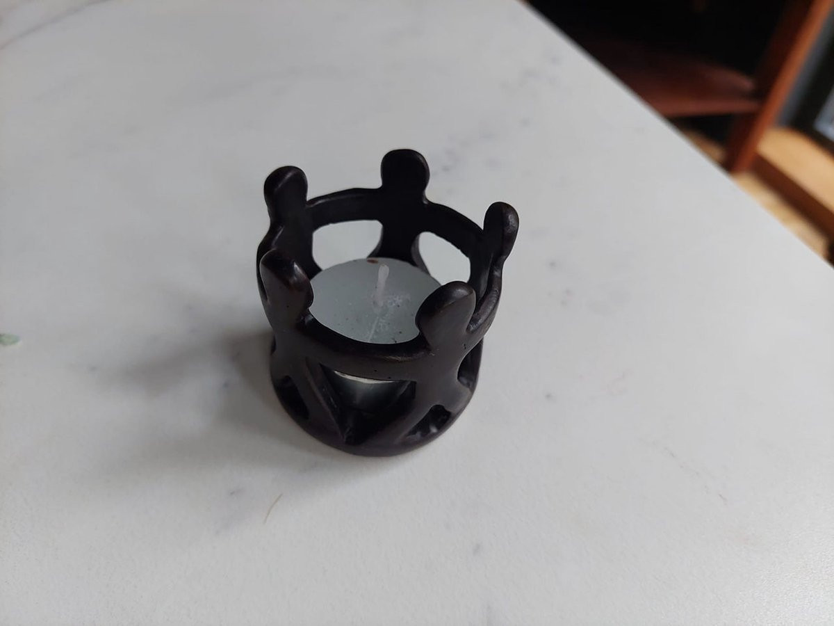 Floz Design kleine vriendenkring voor vijf personen met waxinelichtjeshouder - zwart - 6 cm