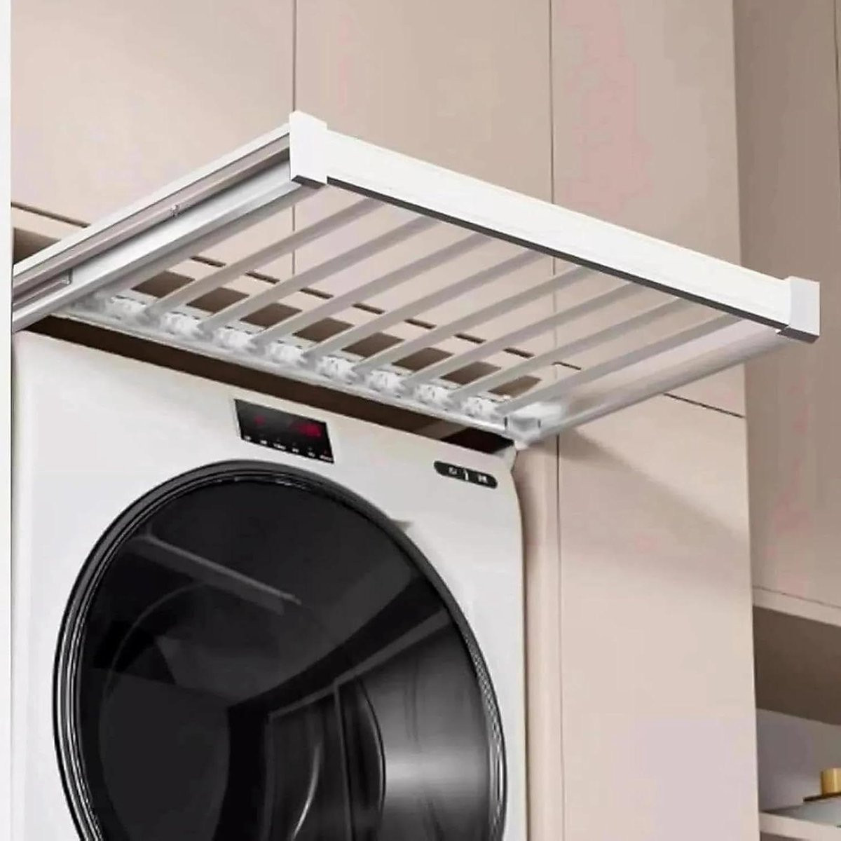 Wit Aluminium Uitschuibaar Droogrek - Ruimtebesparend Wasrek voor de Badkamer - 56 cm