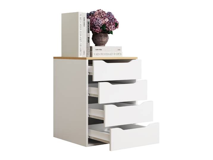 Nachttisch VCM Holz Nachtschrank Nachttisch Schublade Malira L , braun (weiß, honig, eiche), B:46cm T:42cm, Tische, Nachttisch