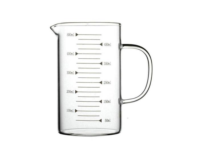 Messbecher Glas 0,5 Liter mit ergonomischem Griff, Transparent, Backen & Backzubehör, Messbecher