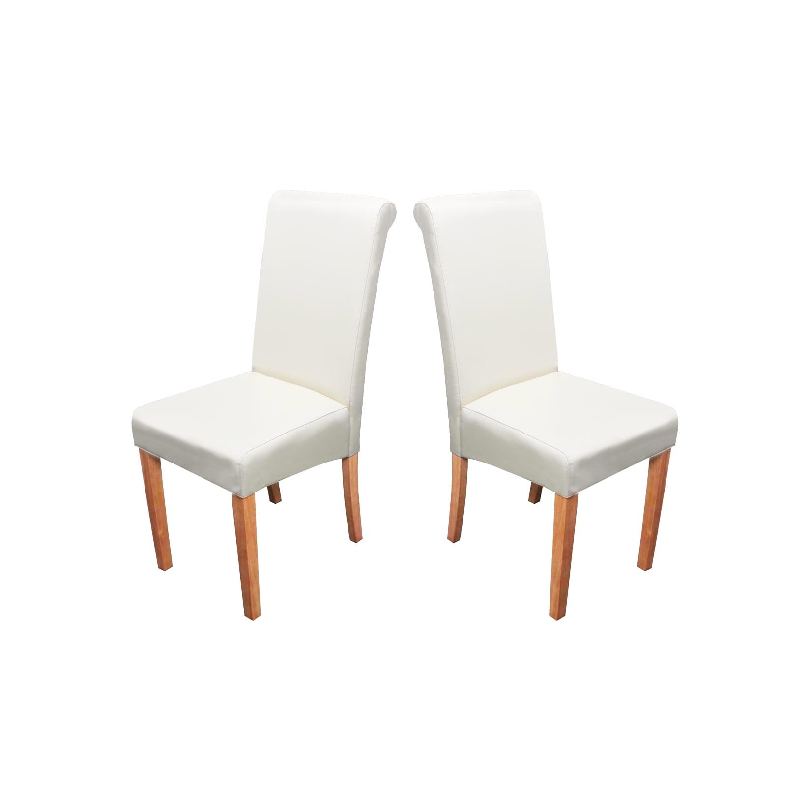 2er-Set Esszimmerstuhl Stuhl Küchenstuhl Lecce II, Leder ~ creme, helle Beine