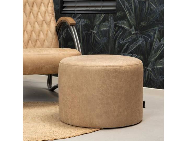Pouf éco-cuir Kyla beige - Livin24 - Industriel - Loft - 1 place - 50x50 cm