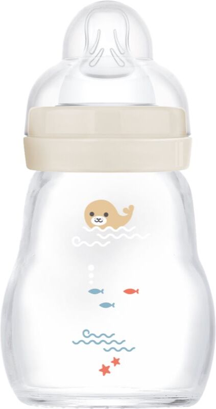 MAM Feel Good Glass Baby Bottle biberon en verre anti-colique 0m+ Beige 1 pcs
