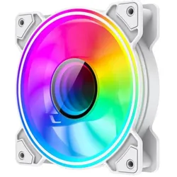 GameMax Infinity 12cm ARGB Dual Ring Case Fan, Rifle Bearing, Infinity Mirror Effect, 24 LEDs, Anti-Vibratio (120 mm), PC Lüfter, Weiss