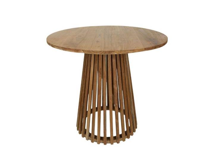Licht-Erlebnisse Esstisch BALI, rund Ø 80 cm x H: 75 cm Holz massiv Handarbeit Unikat Japandi Design